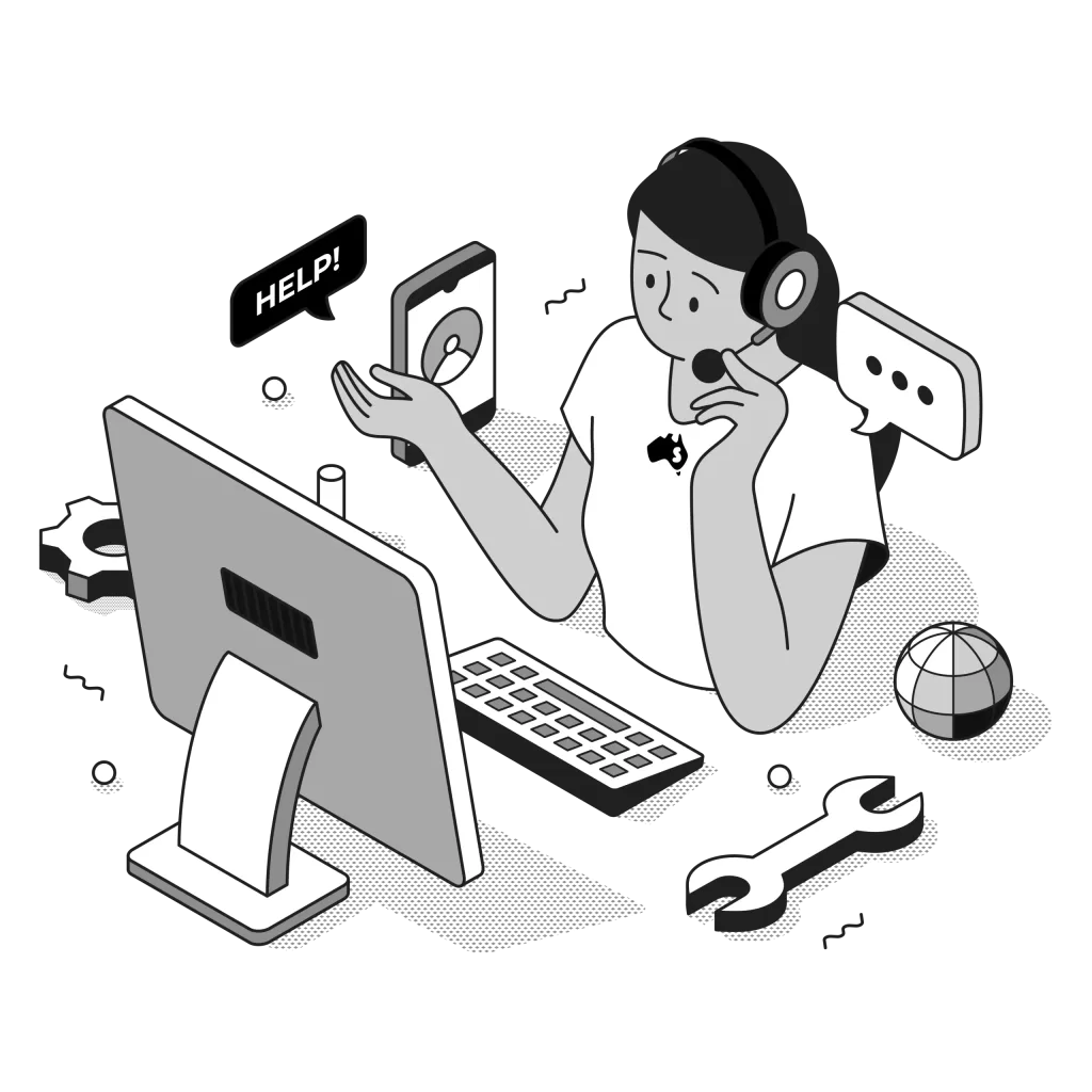 hubspot and ringcentral integration illustration in black and white