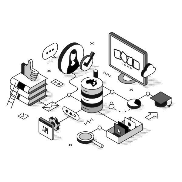 zoho app development illustration black and white