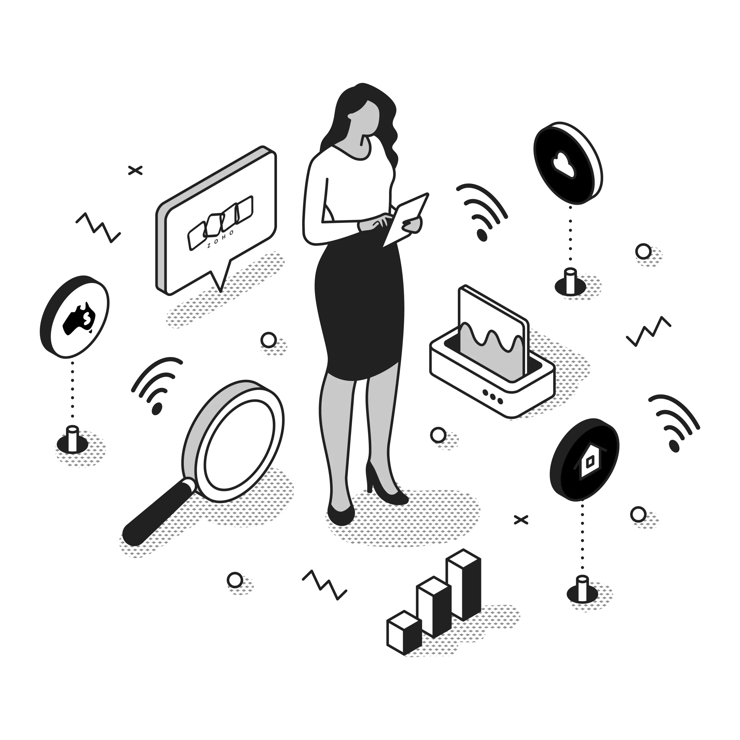 zoho consultant illustration black and white
