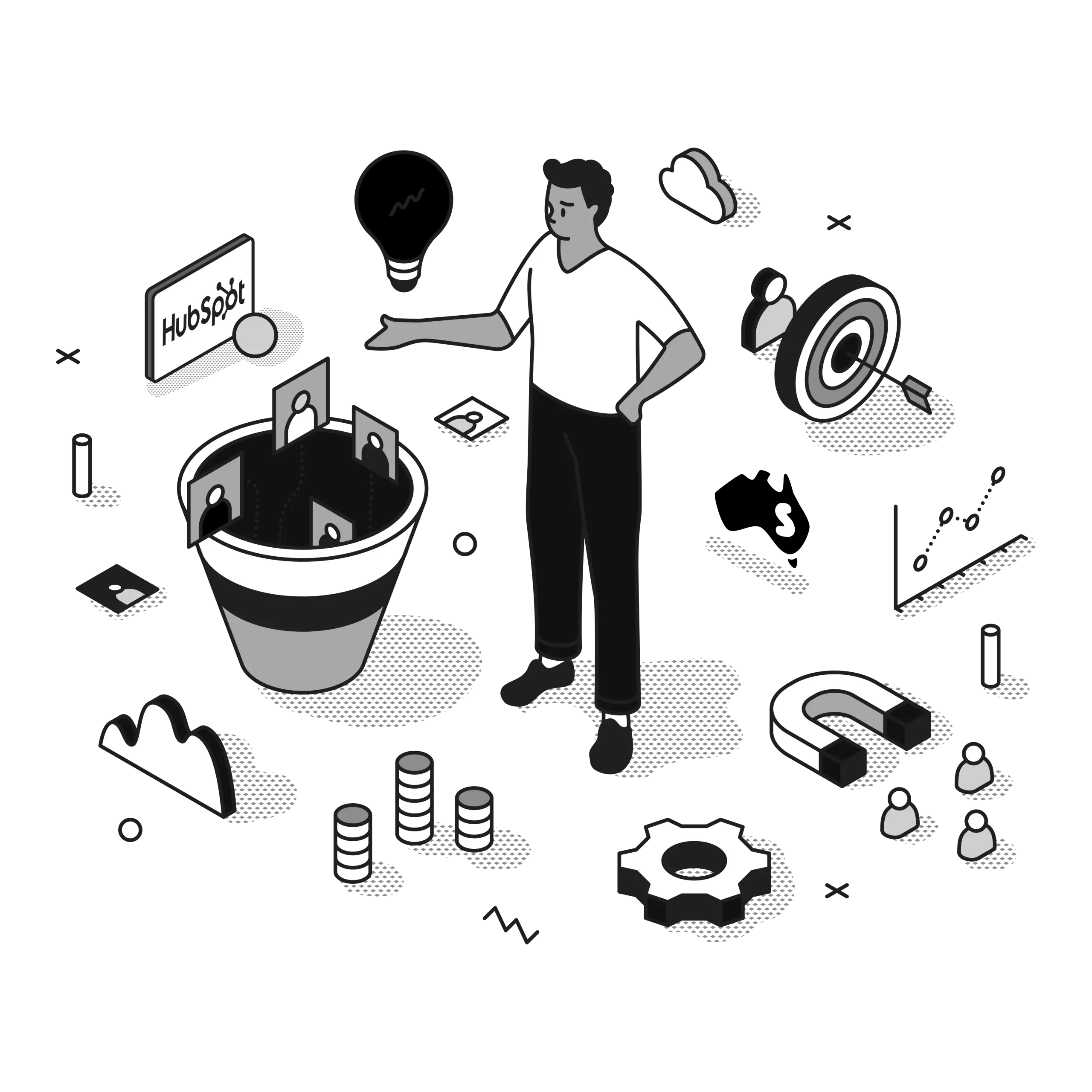 hubspot specialist illustration black and white