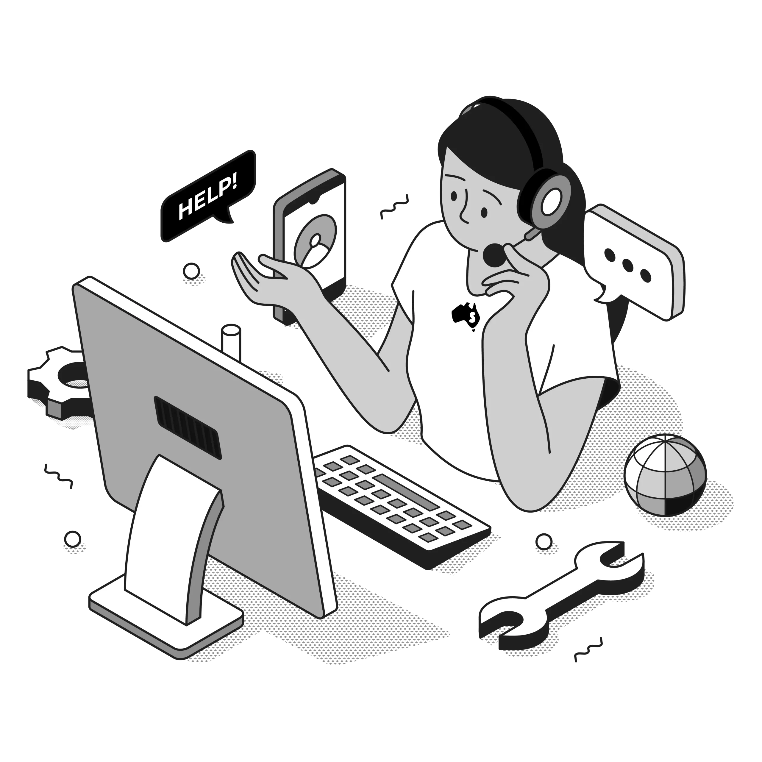 zoho developer illustration black and white