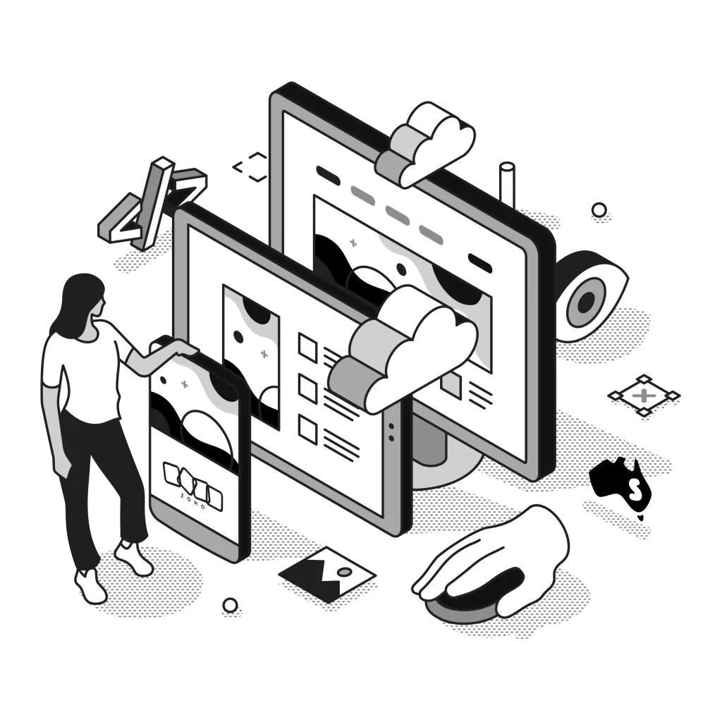 zoho development services illustration black and white