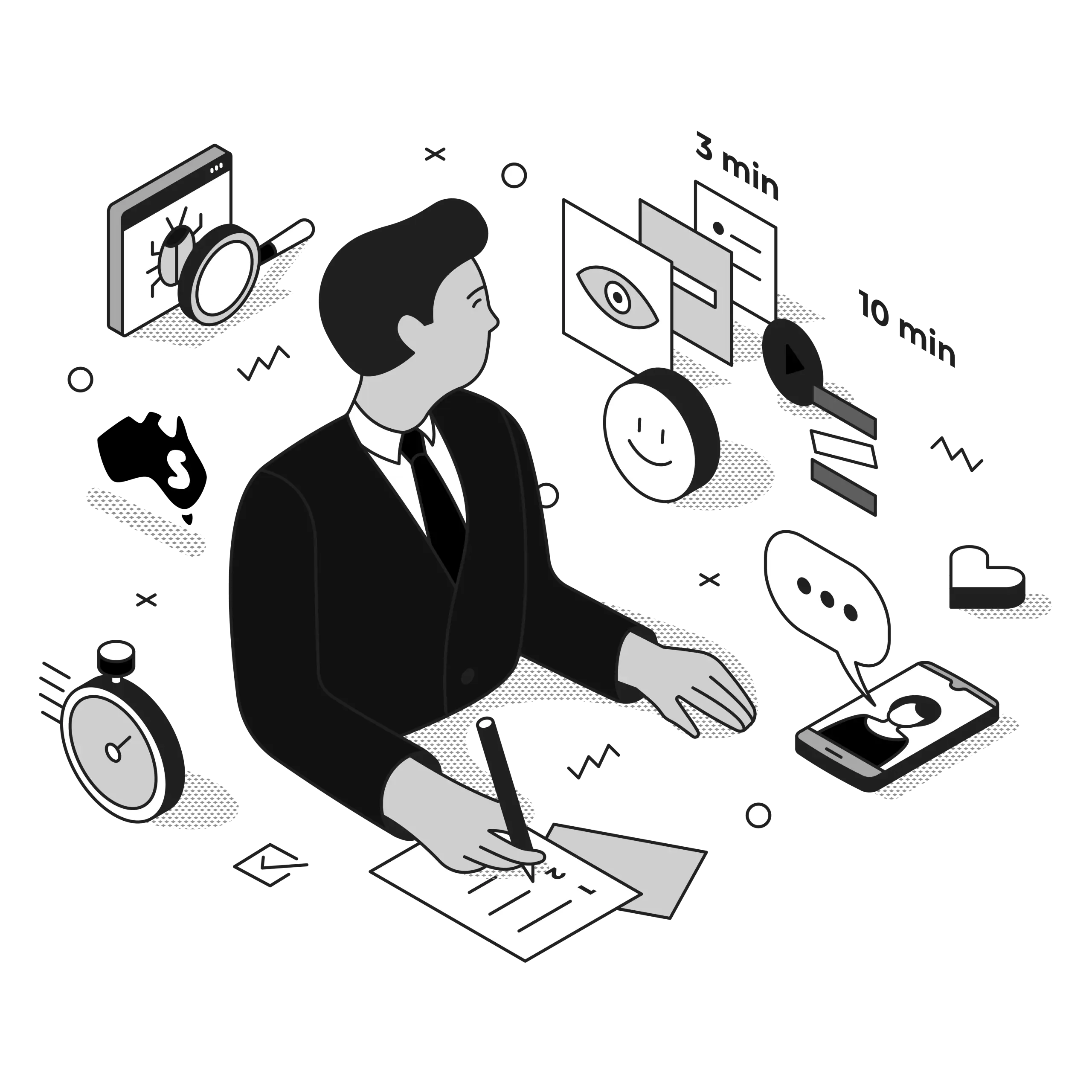 zoho consultants illustration black and white