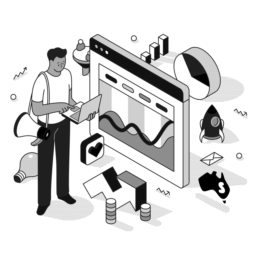 zoho crm consultants illustration black and white