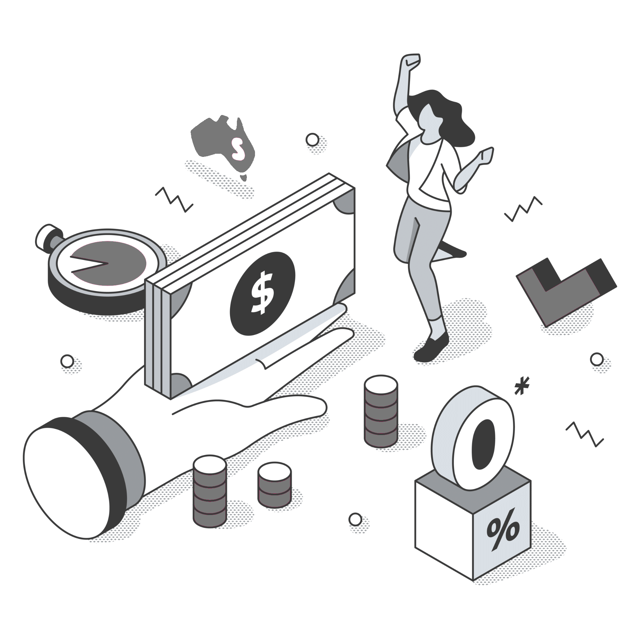 zoho first top up illustration black and white