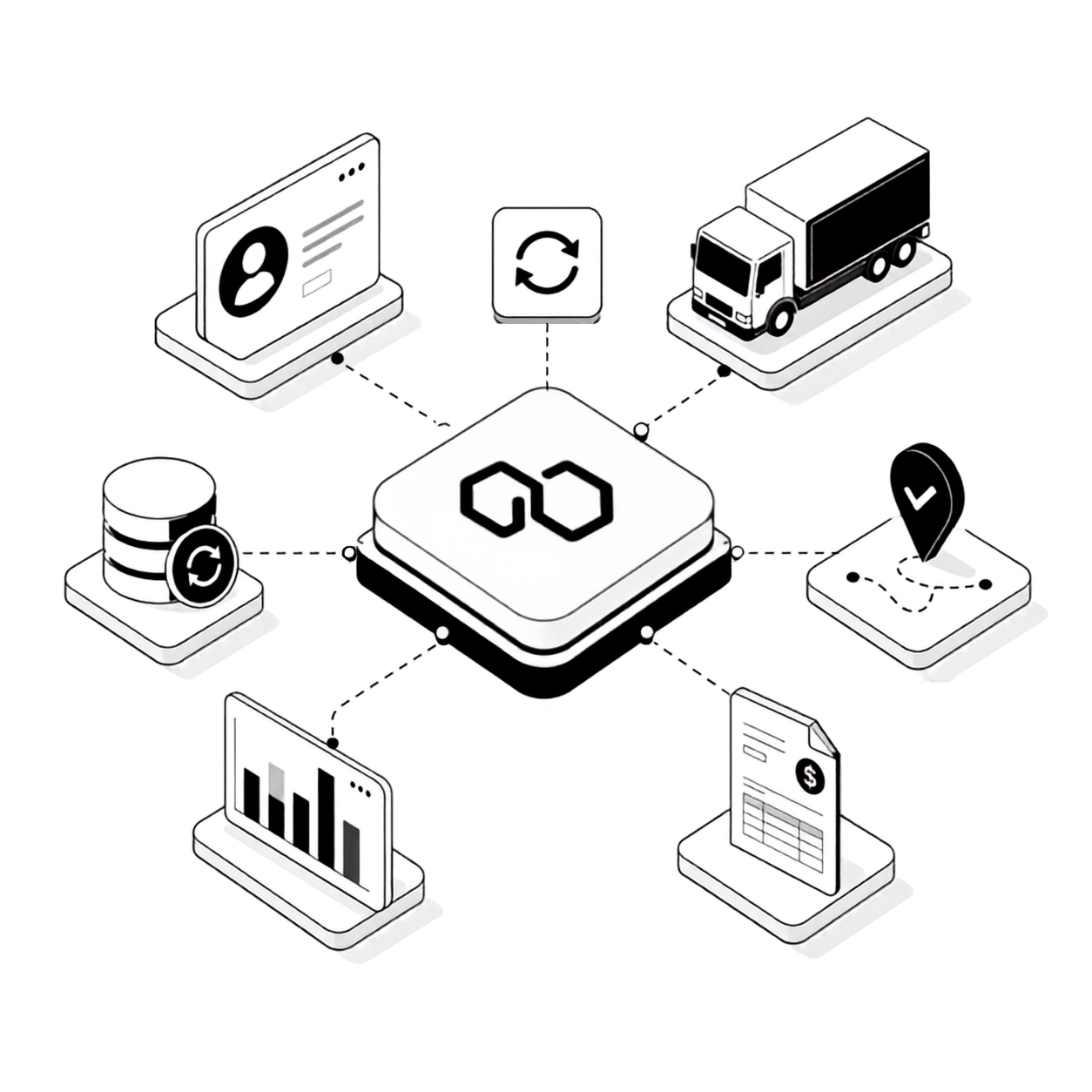 Zoho Integration NZ Illustration Black & White