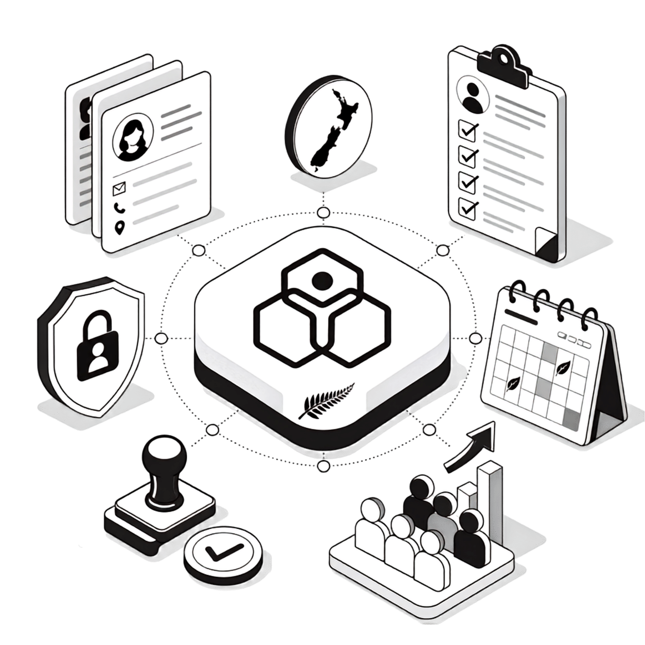 Zoho People Consultant NZ Illustration Black & White