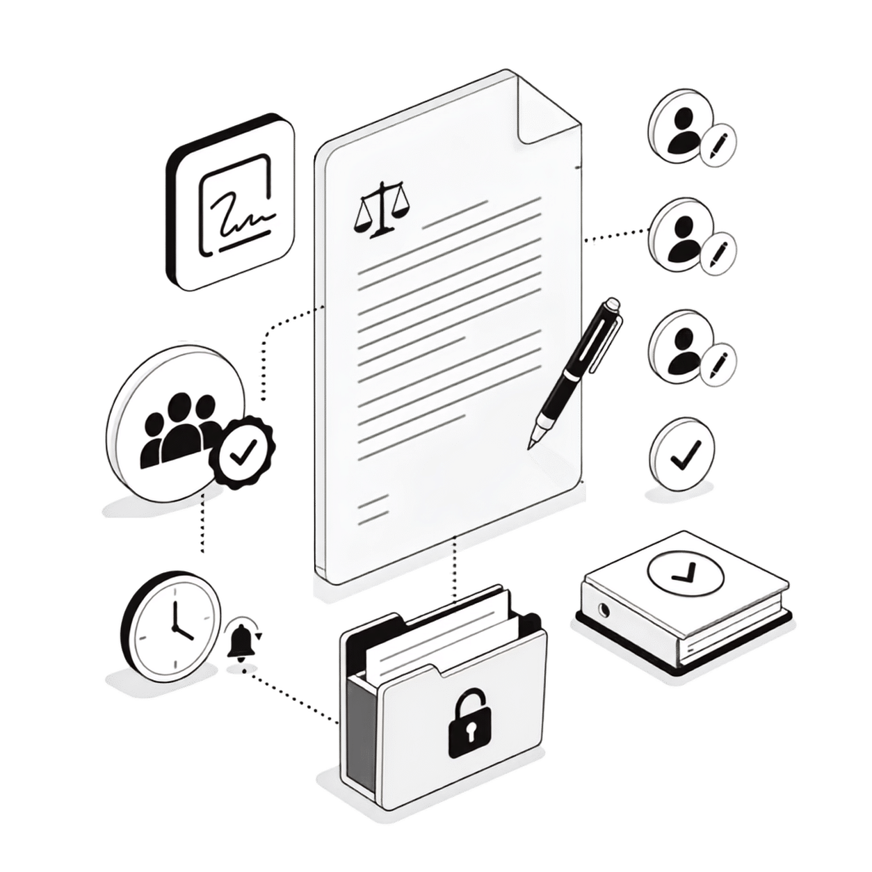 Zoho Sign Implementation NZ Illustration Black & White